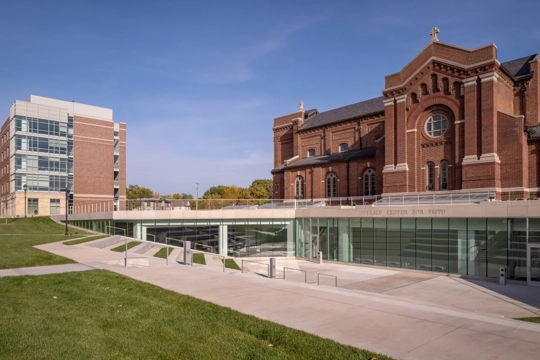 exterior of lower entrance of building